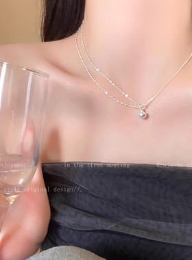 简约珍珠吊坠项链女夏季出游配裙子百搭配饰ins冷淡风闺蜜锁骨链