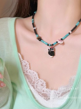 秋冬复古多巴胺项链女韩系趣味甜酷女配饰ins小众高级锁骨卫衣链