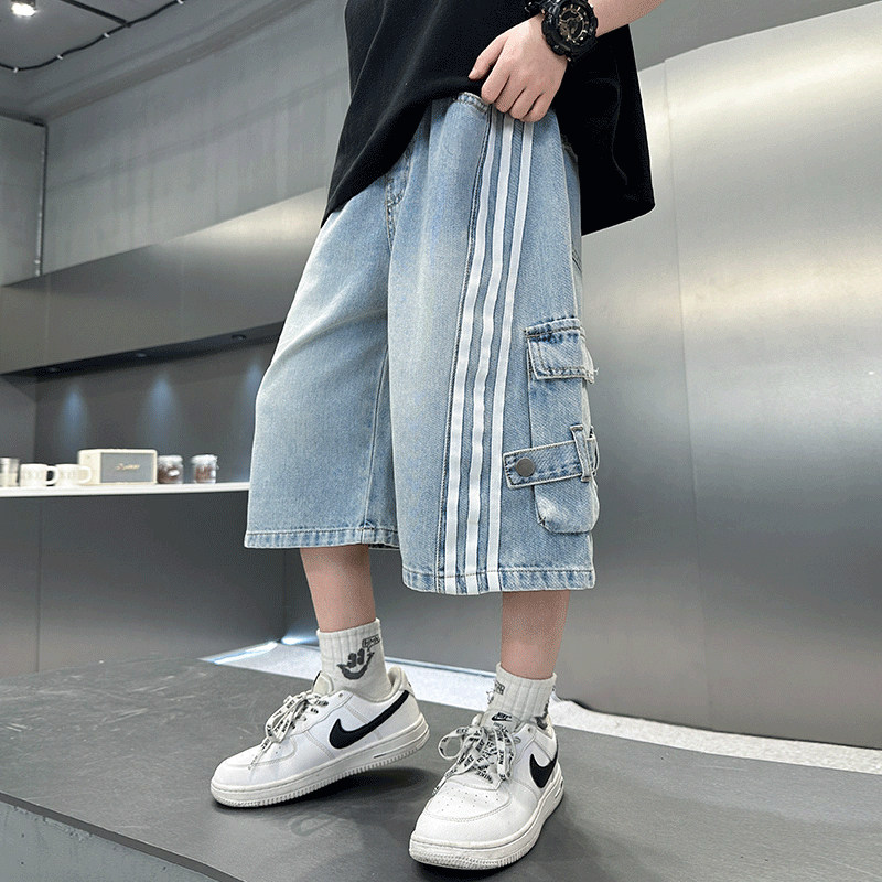 男童牛仔短裤夏装2025新款夏款中裤儿童夏季薄款男孩宽松五七分裤,淘宝优惠券,粉丝福利购,淘宝优惠卷