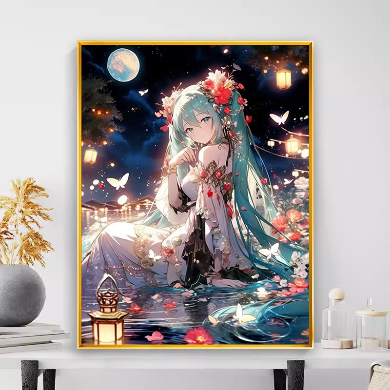 初音未来钻石画满钻新款手工钻石绣卡通动漫女孩甜美少女创意礼物