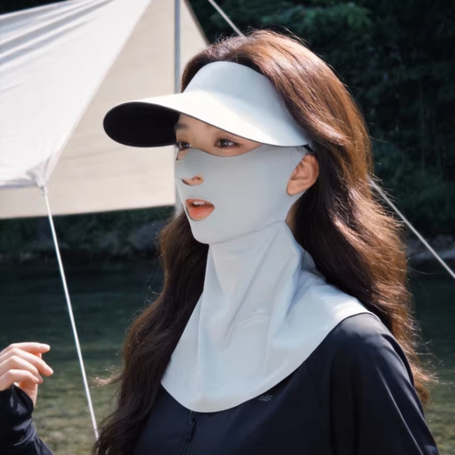 全脸防晒面罩女户外徒步登山防紫外线护颈脸基尼无痕帽子口罩一体 - 图2