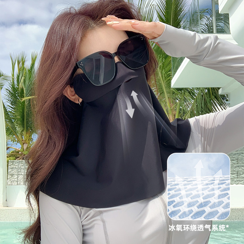 全脸防晒面罩防紫外线防晒帽子一体护颈女夏季骑行口罩冰丝脸基尼,淘宝优惠券,粉丝福利购,淘宝优惠卷