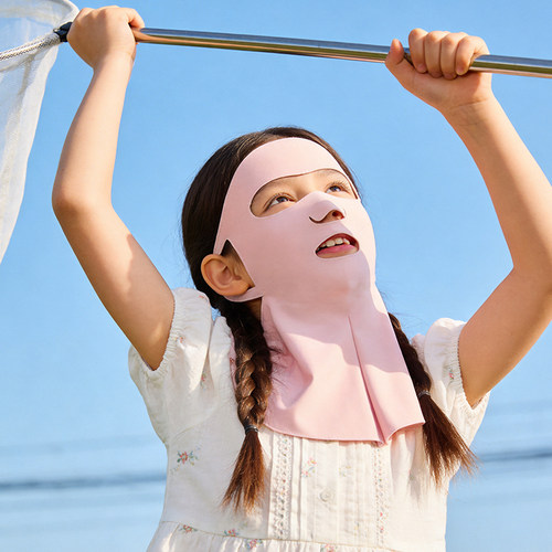 儿童防晒面罩夏季薄款透气挂耳口罩护颈一体遮全脸防紫外线脸基尼 - 图0