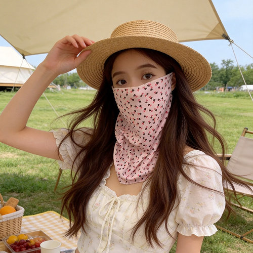 防晒面罩女夏季户外全脸遮阳防紫外线护颈一体透气冰丝面纱脸基尼 - 图3