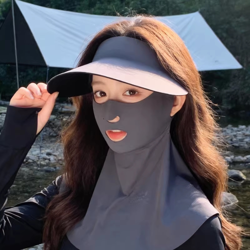 全脸防晒面罩女户外徒步登山防紫外线护颈脸基尼无痕帽子口罩一体 - 图3