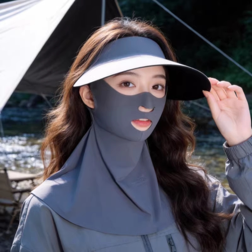 全脸防晒面罩女户外徒步登山防紫外线护颈脸基尼无痕帽子口罩一体 - 图1
