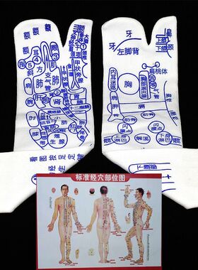 足底经络穴位图解养生保健袜子足部反射足疗脚底人体按摩男女中筒