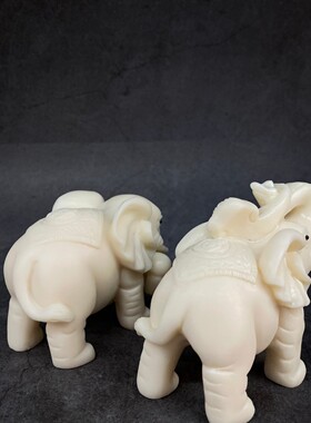 新品象牙果雕刻富贵福财大象12*6.5*8cm家居客厅桌面工艺品摆件