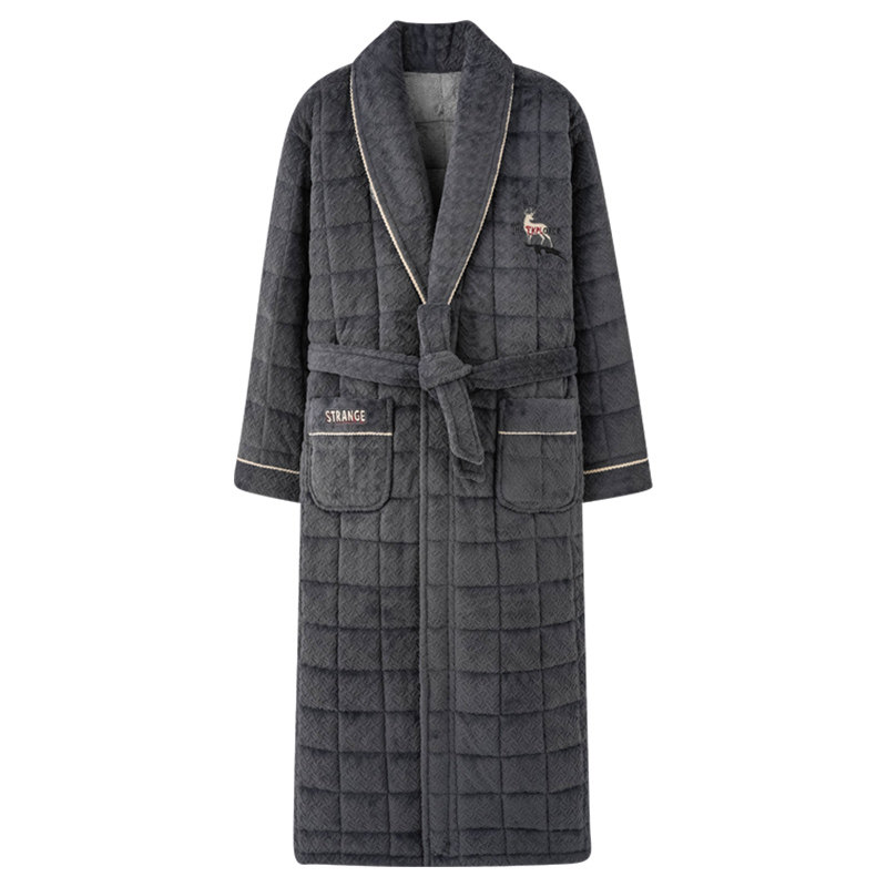 猫人睡袍男冬季三层加厚长款珊瑚绒夹棉浴袍加绒睡衣秋冬男款,淘宝优惠券,粉丝福利购,淘宝优惠卷