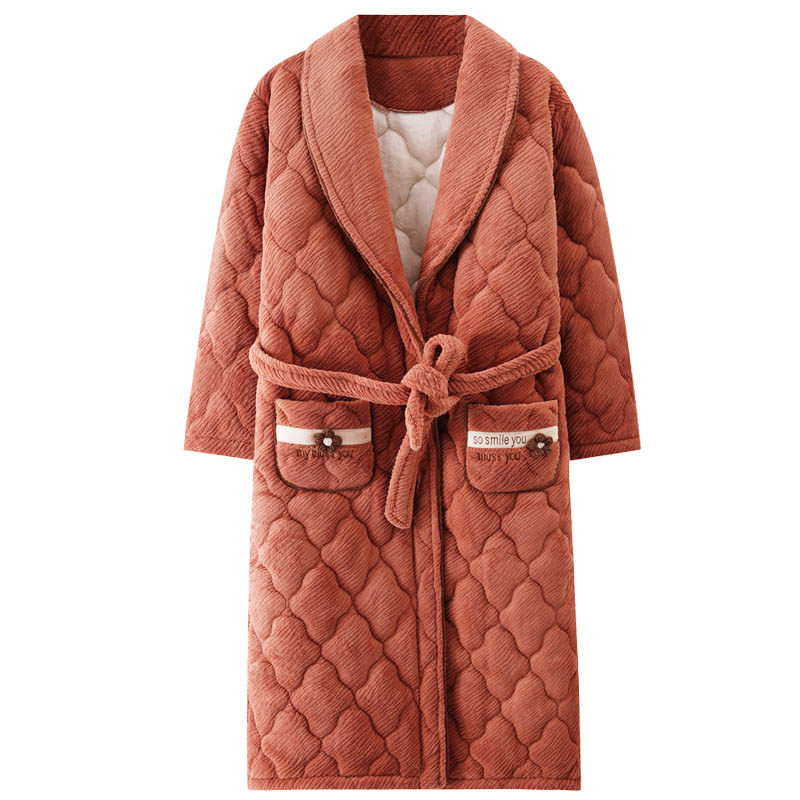 猫人冬款睡袍女珊瑚绒三层夹棉袄加厚加绒长款浴袍睡衣法兰绒,淘宝优惠券,粉丝福利购,淘宝优惠卷