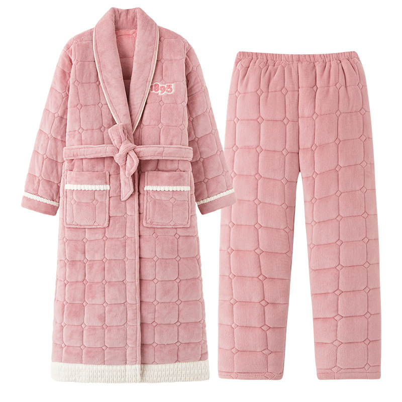 猫人三层夹棉睡袍女士秋冬季法兰绒加厚长款睡衣珊瑚绒家居服,淘宝优惠券,粉丝福利购,淘宝优惠卷