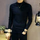 Sweater plus fleece bottoming shirt with slim fit and half turtleneck