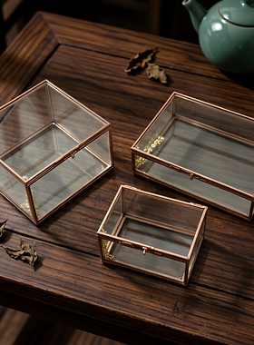 收纳化妆品展示盒永生花玻璃