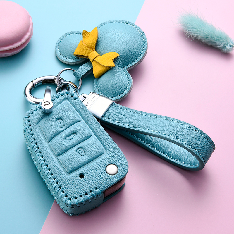 专用大众高尔夫7钥匙套女2021款嘉旅7.5高尔夫6高档真皮汽车扣包 - 图0