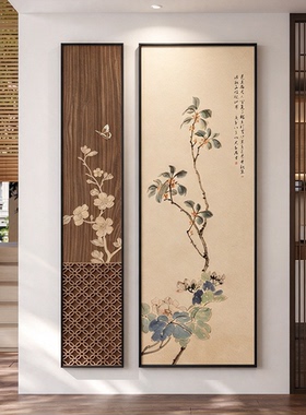 喜上枝头宋代美学玄关装饰画入户正对门组合画新中式走廊过道挂画