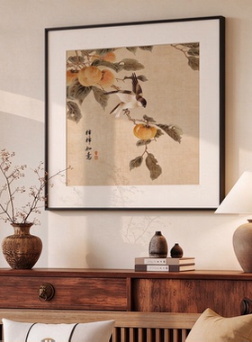 节节高升新中式客厅装饰画竹雀图方形壁画宋代美学沙发背景墙挂画