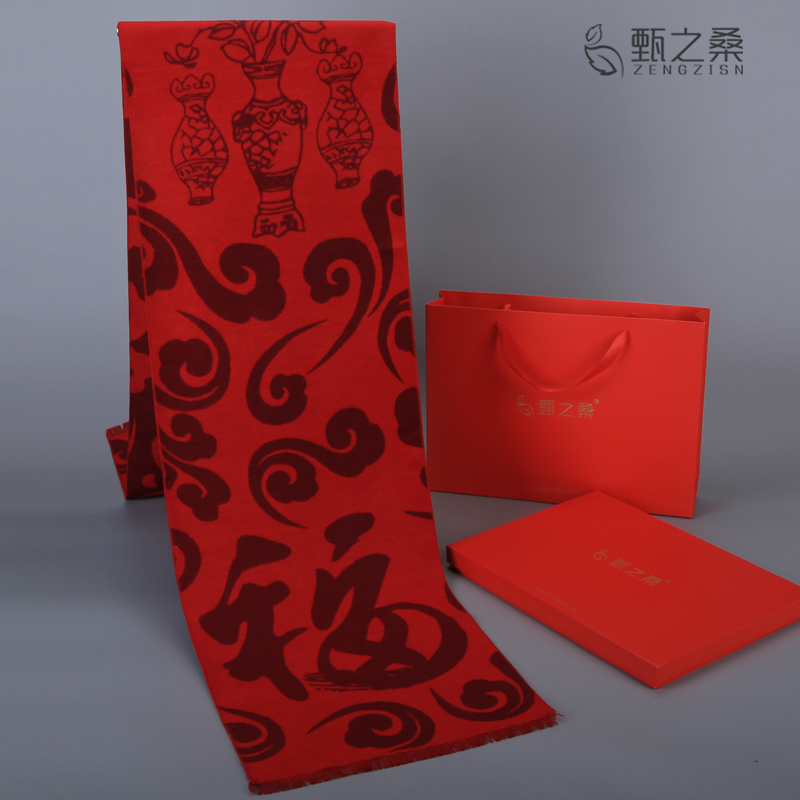高档中老年妈妈秋冬老人桑蚕丝围脖 甄之桑围巾/丝巾/披肩
