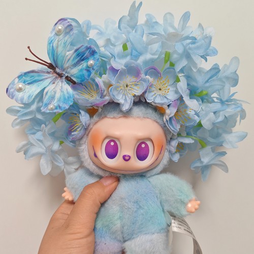 原创拉布布Labubu公仔手工簪花头饰17厘米拉布布娃衣头饰一二三代 - 图1