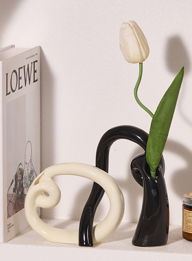 好运连连花瓶软装摆件电视柜办公陶瓷艺术拍照摄影道具酒柜装饰品