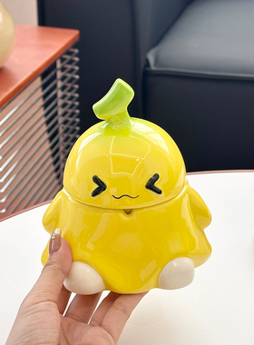 ing风烟灰缸陶瓷烟灰缸家用客厅带盖防灰飞创意高级个性装饰摆件