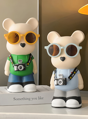 北欧创意暴力熊玄关客厅陶瓷摆件家居电视柜桌面装饰乔迁新居礼品