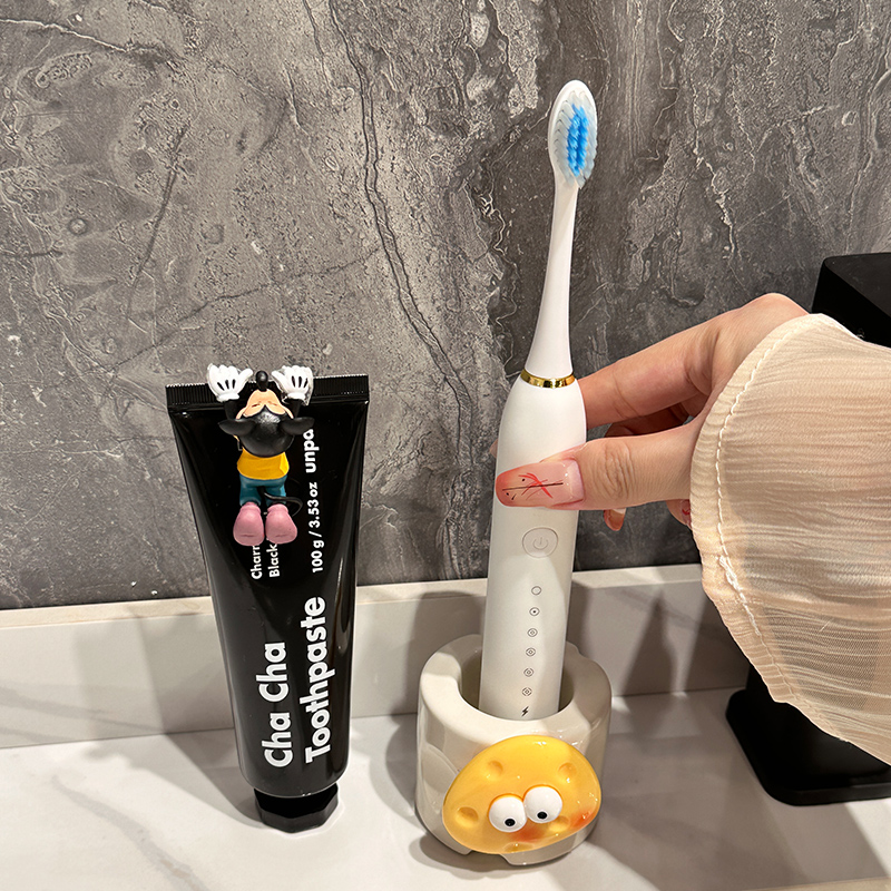 奶油风卫生间浴室洗漱台电动牙刷牙膏架子置物架轻奢高级感摆件