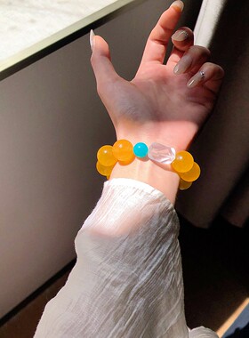 SUIYI 橙黄碎冰 原创设计 天然黄萤石手串女高级感显白天河石手链