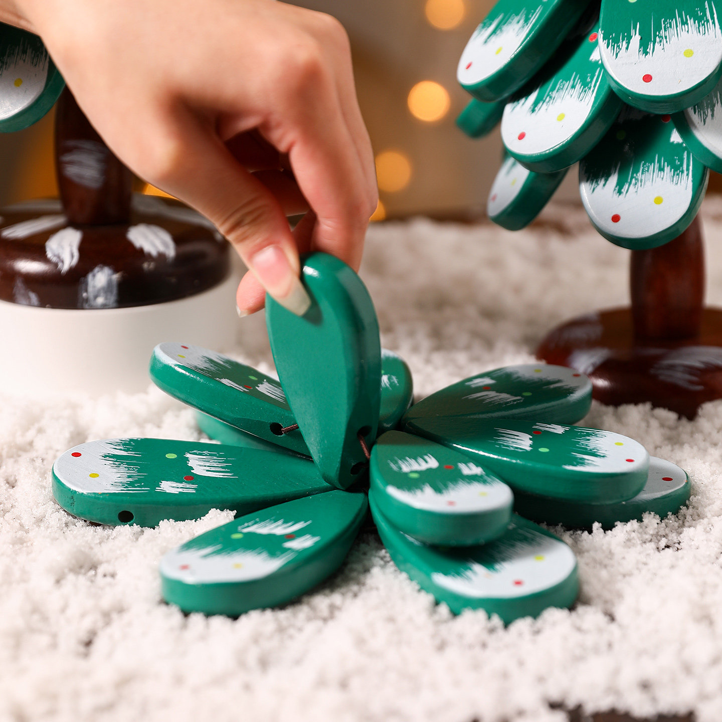 圣诞树隔热垫餐桌摆件高级感创意一棵树实木防烫锅垫折叠杯垫碗垫,淘宝优惠券,粉丝福利购,淘宝优惠卷