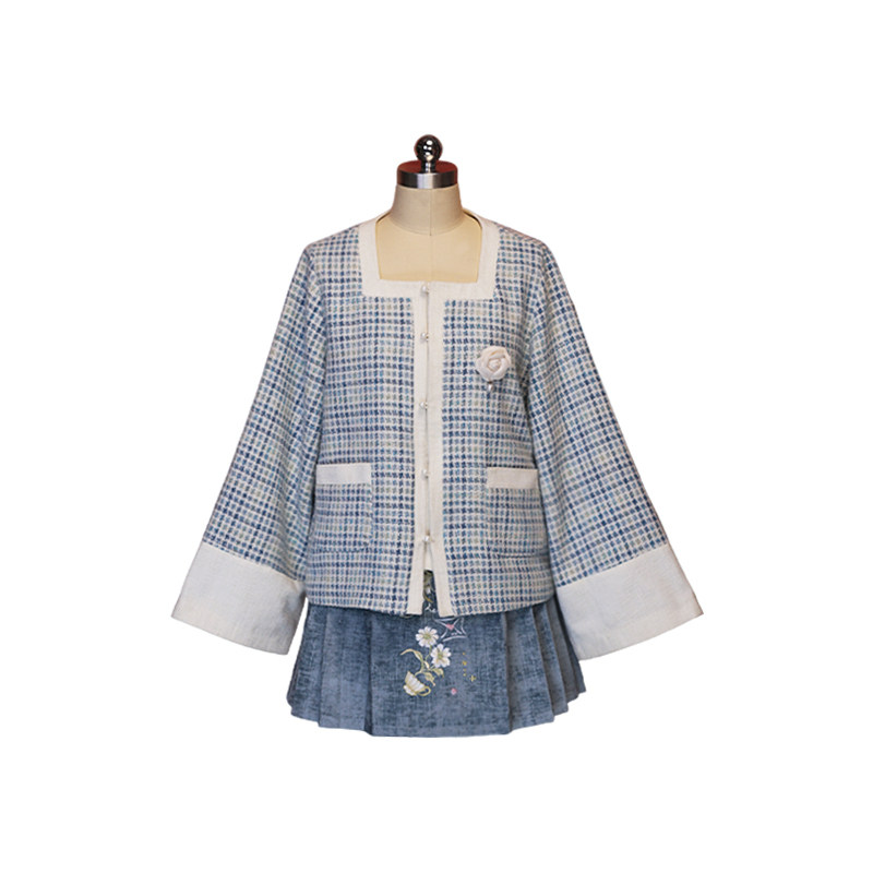 听月小筑【南桥听雪】原创女秋冬方领格子外套仿马面裙国风新中式,淘宝优惠券,粉丝福利购,淘宝优惠卷