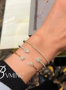 bvminc 水滴冰块闪钻开口手镯