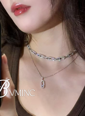 bvminc 金裕贞同款 链条满钻项链，单钻灵动项链