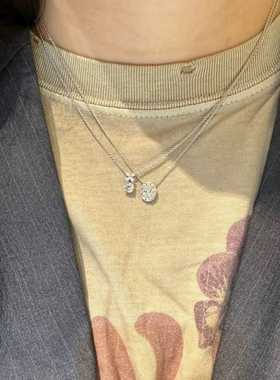 bvmincGF迷你蝴蝶圆钻项链耳钉通体s925银 精致简约高级锁骨链