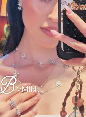 bvminc 十一只蝴蝶圆钻毛衣链长款项链 V金材质