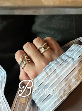 bvminc日杂同款猪鼻子马蹄扣925银戒指