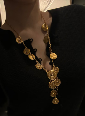 bvminc 杨树林复古款古币长项链 耳夹 波西米亚风