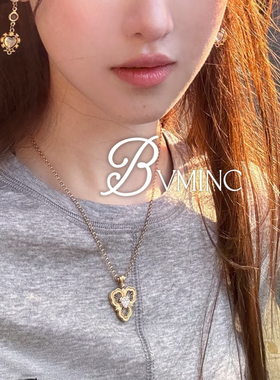 bvminc 宫廷风爱心三叶草镂空金色项链