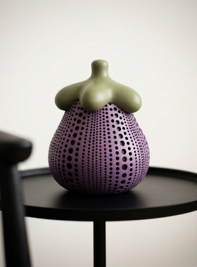 简约手工编织镂空紫色洞洞摆件