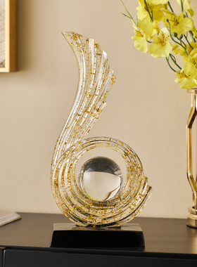 风生水起嵌金箔摆件新中式客厅