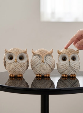创意猫头鹰树脂摆件家居装饰