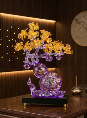 招财葫芦发财树水晶摆件