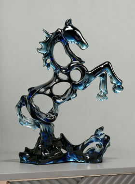现代轻奢水晶马摆件客厅装饰