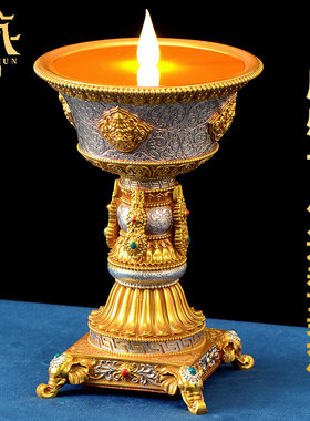 藏村树脂酥油灯座藏式桌面长明灯