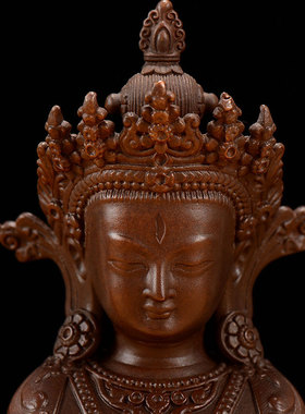 做旧工艺铜雕花桌面摆件白度母