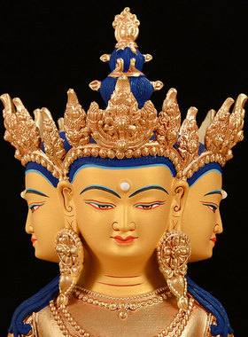 密宗藏村铜鎏金雕花铜像摆件