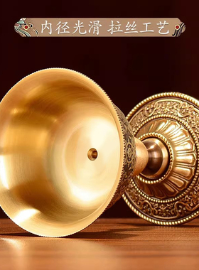 藏村铜雕花烛台液体酥油灯