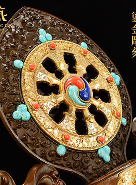 家用藏村铜镀金雕花桌面摆件