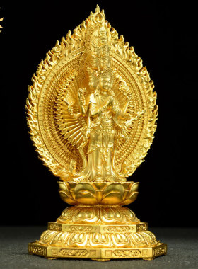 藏村家用桌面7寸铜鎏金铜像摆件