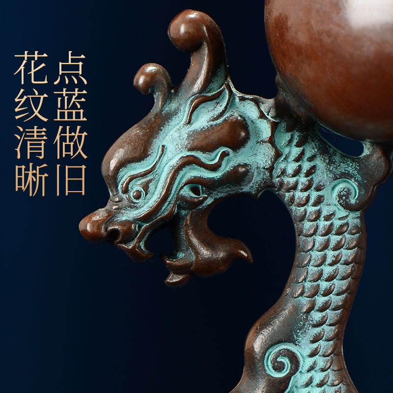 铜制荷叶龙首倒流香炉倒挂吊炉家用盘香炉仿古茶道檀香沉香熏香炉