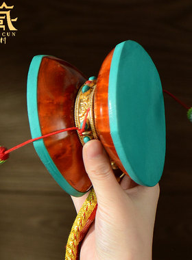 民族风藏式圆形手鼓送吉祥幡圆鼓