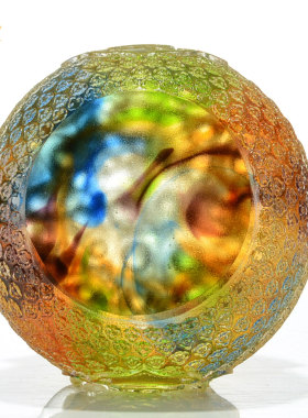 藏村古法琉璃福袋聚宝盆装饰摆件